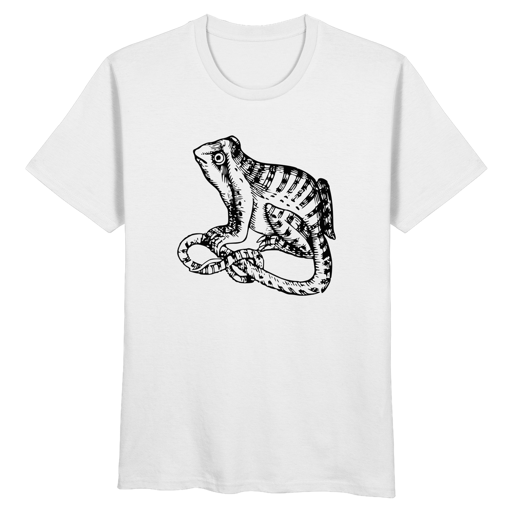 T-Shirt mit Holzschnitt eines Froschs mit langem Schwanz, Originalholzschnitt aus 'De prodigiis', 1557